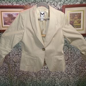 Marc Bouwer cream tan corduroy feel long sleeve blazer jacket padded shoulders